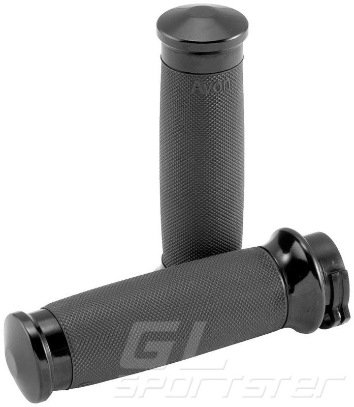 Black avon custom contour handlebar hand grips for 1982-2011 harley sportster xl