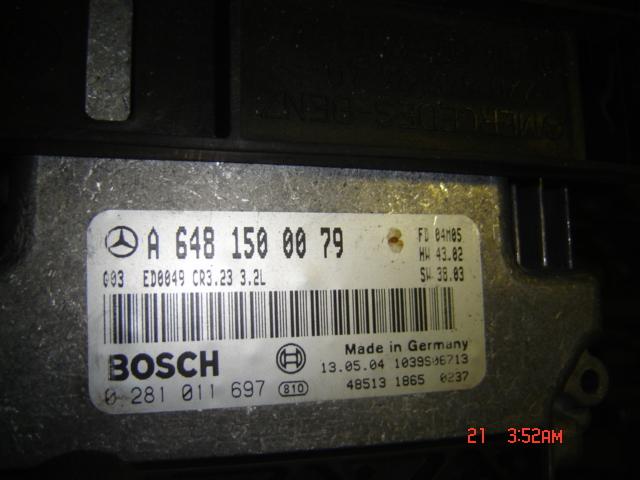 Mercedes benz s320 cdi  engine control module ecu a6481500079 bosch 0281011697