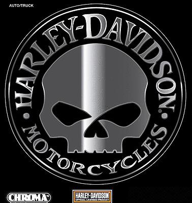 Harley davidson willie g skull chrome emblemz decal