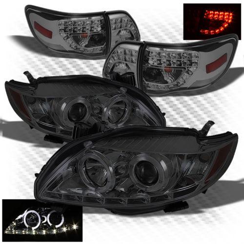 09-10 corolla smoked drl projector headlights + philips-led perform tail lights