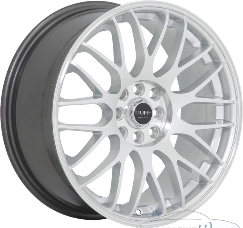 17x7.5 ruff r355 4x100 4x114.3 4x4.5 +40mm silver machined rims wheels inch 17"