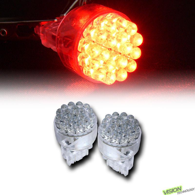 2pc red 3157 24x led parking/park light corner lamp bulbs 12v 3056 3156 3156ll