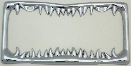 Sharks tooth die cast chrome plated license plate frame