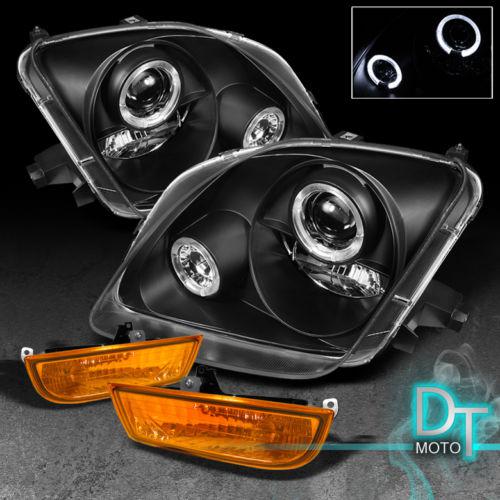 97-01 prelude dual halo black projector headlights+yellow bumper fog lamp+switch