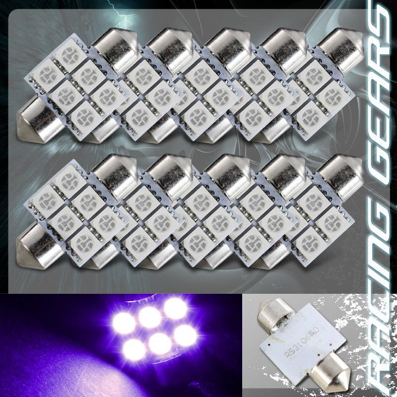 10x 31mm purple 6 smd led festoon replacement dome interior light lamp bulb