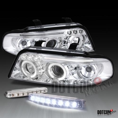 Audi 99-01 a4 s4 chrome clear halo projector headlight+led bumper drl fog lamp