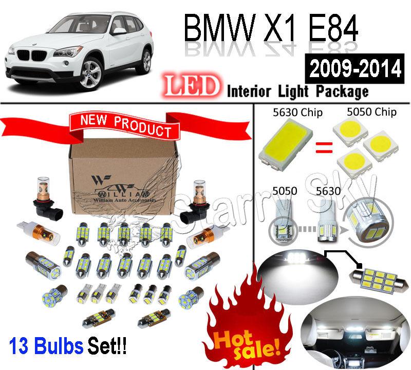 13 pcs super white 5630 led interior light kit for bmw x1 panoramic sunroof e84 