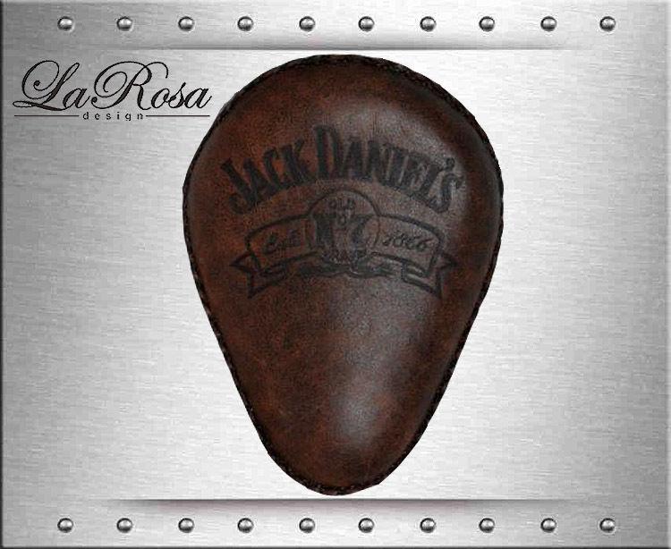 Larosa distress brown leather jack daniel harley softail rigid bobber solo seat