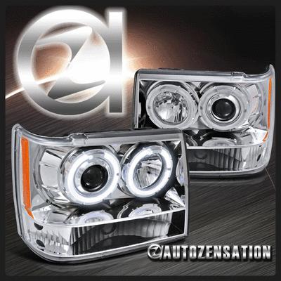 93-96 jeep grand cherokee halo projector chrome headlights