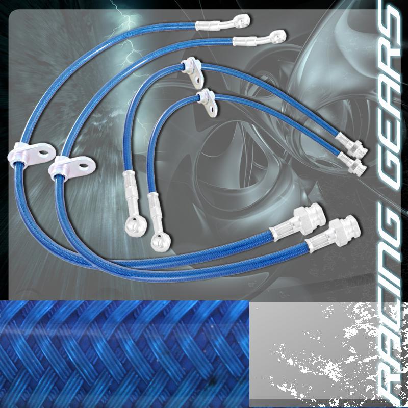 02-05 honda civic si hatchback blue front rear stainless steel hose brake line