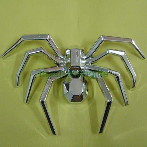 Silver 3d spider logo car chrome emblem badge sticker