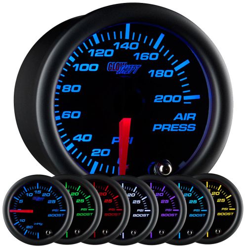 52mm glowshift black 7 color mechanical air pressure suspension gauge meter