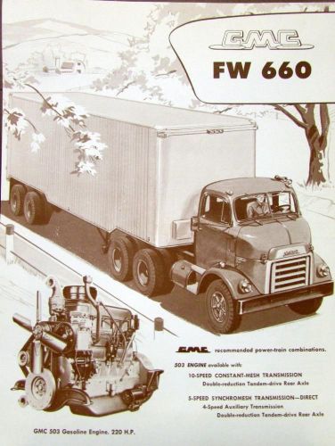 1957 gmc truck fw 660 series original data sheet sales brochure