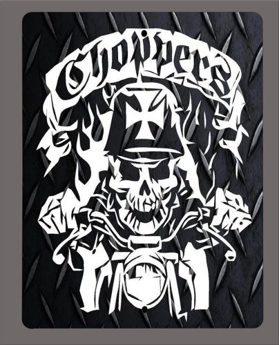 Black diamond plate and white &#034;choppers&#034; metal sign- 9&#034;x12&#034; - free shipping