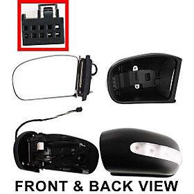 Power heated side view door mirror assembly driver's left manual fold