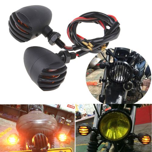 Pair motorcycle front rear turn signals light bullet blinker amber for harley