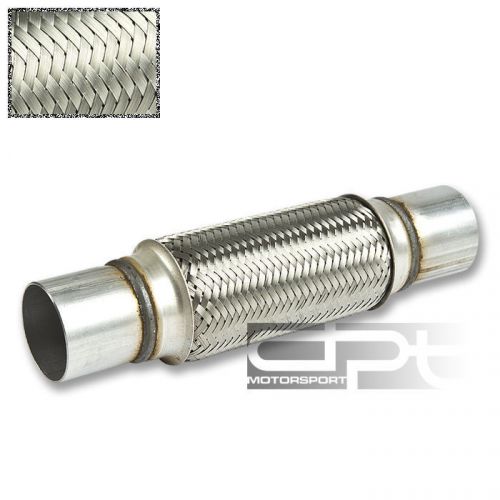 2.5x12 7.125&#034; flex pipe stainless steel double braided exhaust extender piping