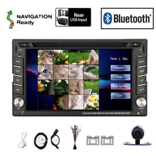 Back camera+double 2din gps navigation car stereo dvd player in dash radio bt fm