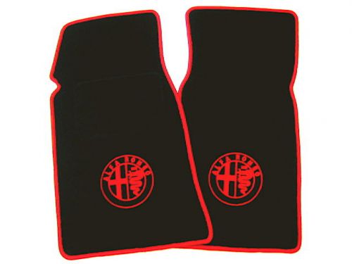 Black/red logo + trim floor mats for alfa romeo spider 1970-1983