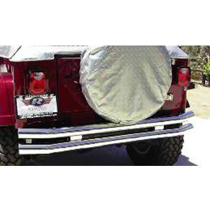 Rampage stainless rear double tube bumper w/ hitch 1976-06 jeep cj & wrangler