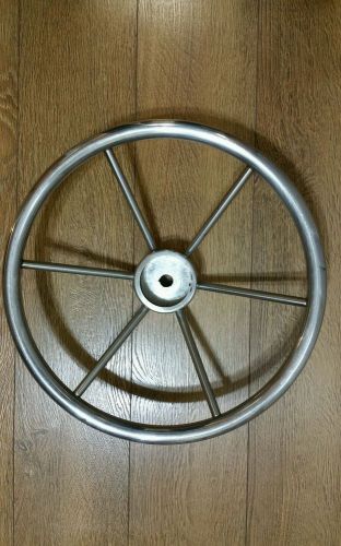 Boat steering wheel, stainless steel, 15&#034;,with 6 spokes.