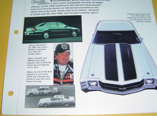 1964 to 1998 timeline history of chevelle el camino cars a j foyt info photos