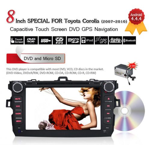 Android 4.4.4 quad core 1024x600 car dvd gps navi radio for toyota corolla 2011