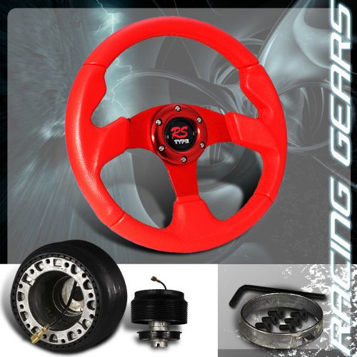 90-93 98-02 honda accord jdm 320mm red pvc leather steering wheel + hub adapter