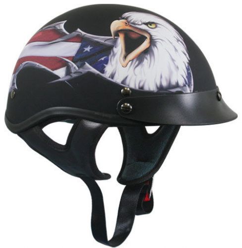 Dot outlaw flat black with american eagle half helmets