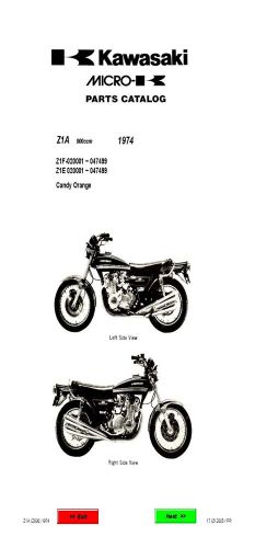 Kawasaki parts manual book 1974 z1a 900cc