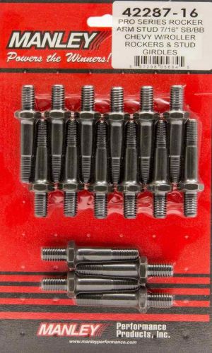 Manley rocker arm studs 7/16-20 thread 16 pc sbc p/n man42287-16