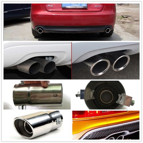 Car stainless steel chrome round exhaust tail muffler tip pipe universal use