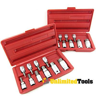 20pc hex bit socket set allen wrench tools metric & sae chrome vanadium steel hd