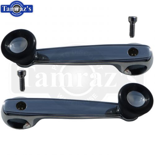 68-76 for dodge a b e body door window crank chrome handle w/ black knob pair