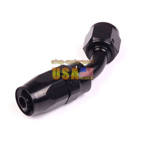 An8 -8 an 45 degree fuel swivel oil fuel gas line hose end male fitting black