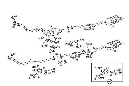 Mercedes exhaust system &amp; muffler 202 chassis 1994-1996