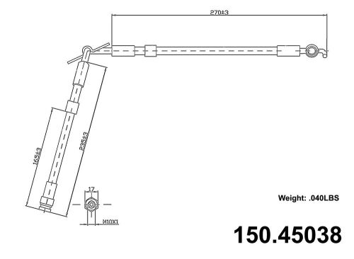 Brake hydraulic hose front left centric 150.45038 fits 01-02 mazda millenia