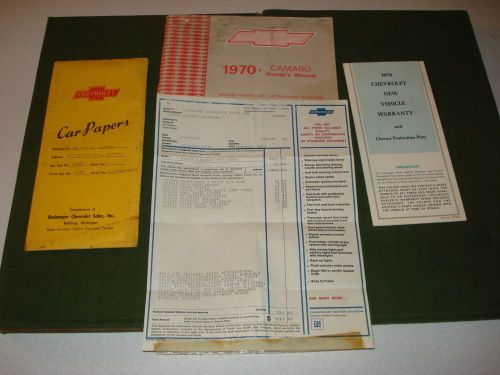 1970 owners manual &amp; warranty to a camaro &amp; window price sticker