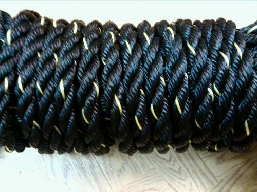 100 feet of 3/4 inch black polypropylene rope with yellow tracer(heavy duty)