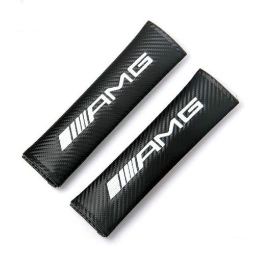 2 x car carbon fiber seat belts cover shoulder pads fit  for mercedes-benz amg