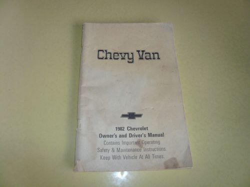 1982 chevrolet van original owner&#039;s manual  - glove box