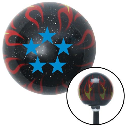 Blue general of the army black flame metal flake shift knob w/ m16 x 1.5