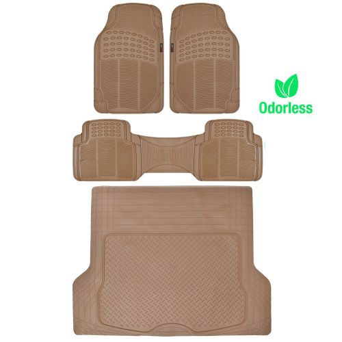 Weather-free odorless mats car truck w/ cargo liner motor trend husky beige