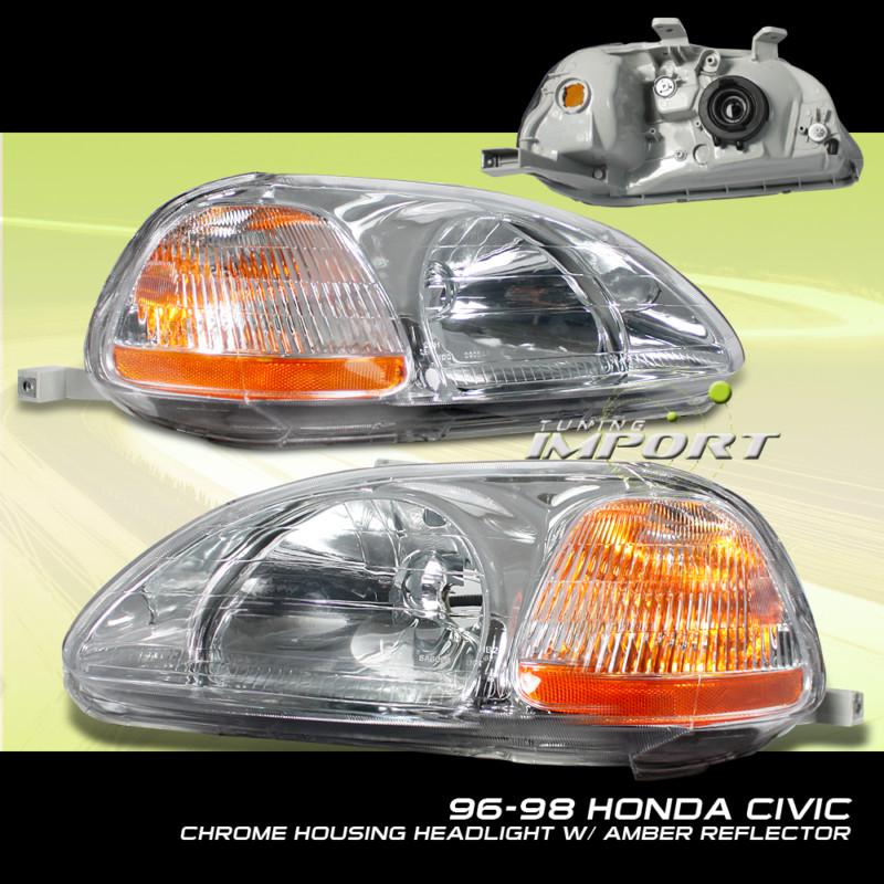 96-98 honda civic ek cx dx hx gx lx ex si chrome head lights lamps amber signal