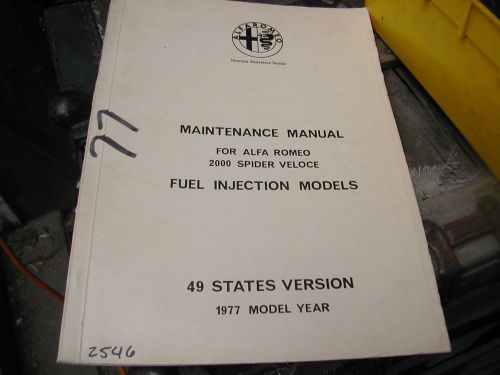 Alfa romeo used 49 state maintenance manual  great shape