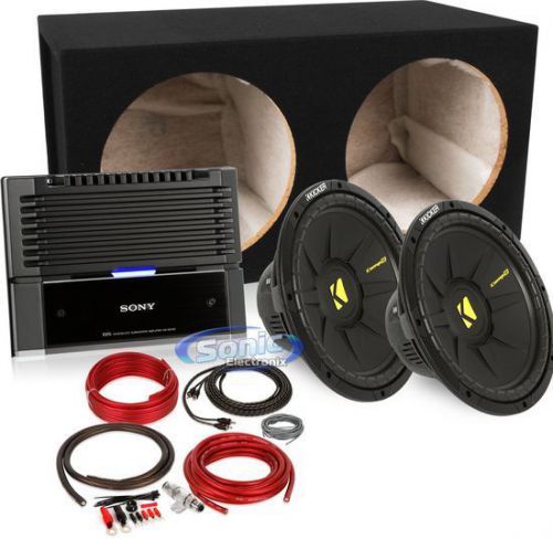 Sony + kicker dual 12&#034; bass pack: 2 12&#034; compd subwoofers + monoblock amp &amp; box