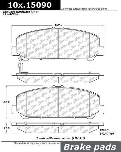 Centric 106.15090 brake pad or shoe, front