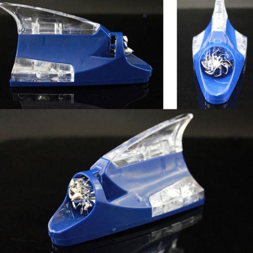 1pc blue shark pin type car roof top mount aerial wind power flashing led light