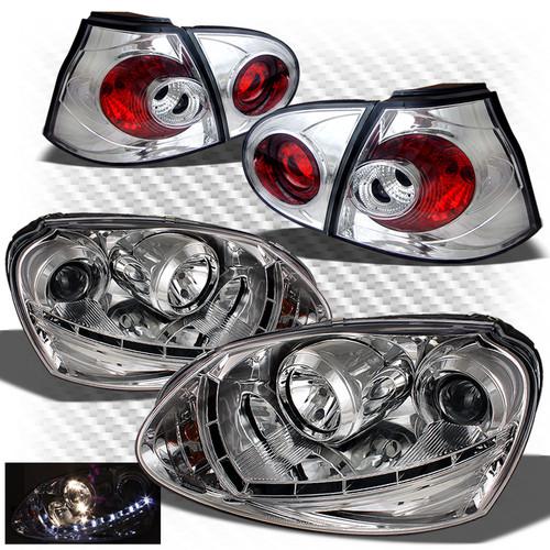 06-09 rabbit/gti chrome drl led projector headlights + altezza style tail lights