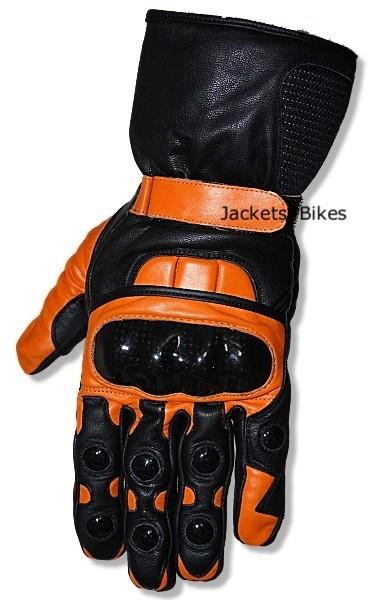 Men's motorcycle bike kevlar leather orange gloves xxl